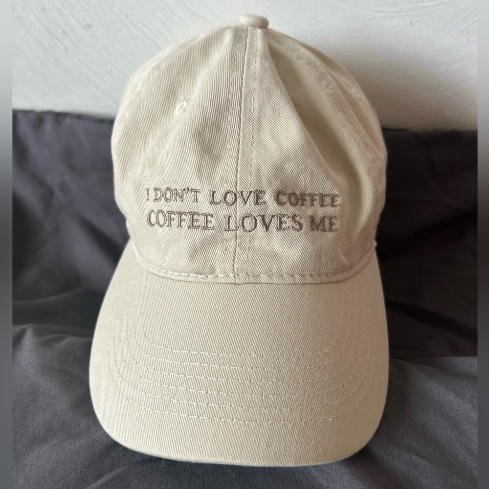 Tan hat with embroidery